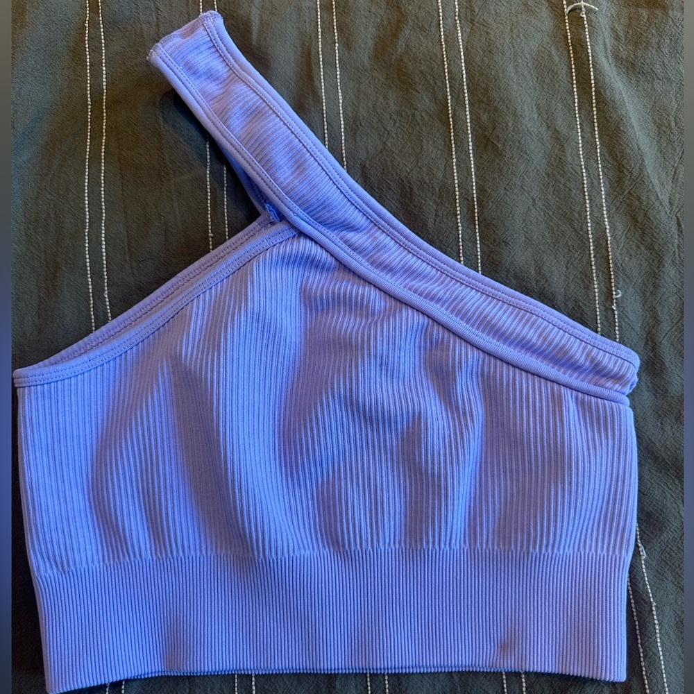 Lilac One-Shoulder Ribbed Sports Bra Size Small - Picture 2 of 4